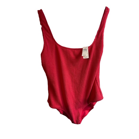 Aerie Crinkle Scoop Full Coverage One Piece Swimsuit orange red size XL beach - Picture 3 of 7